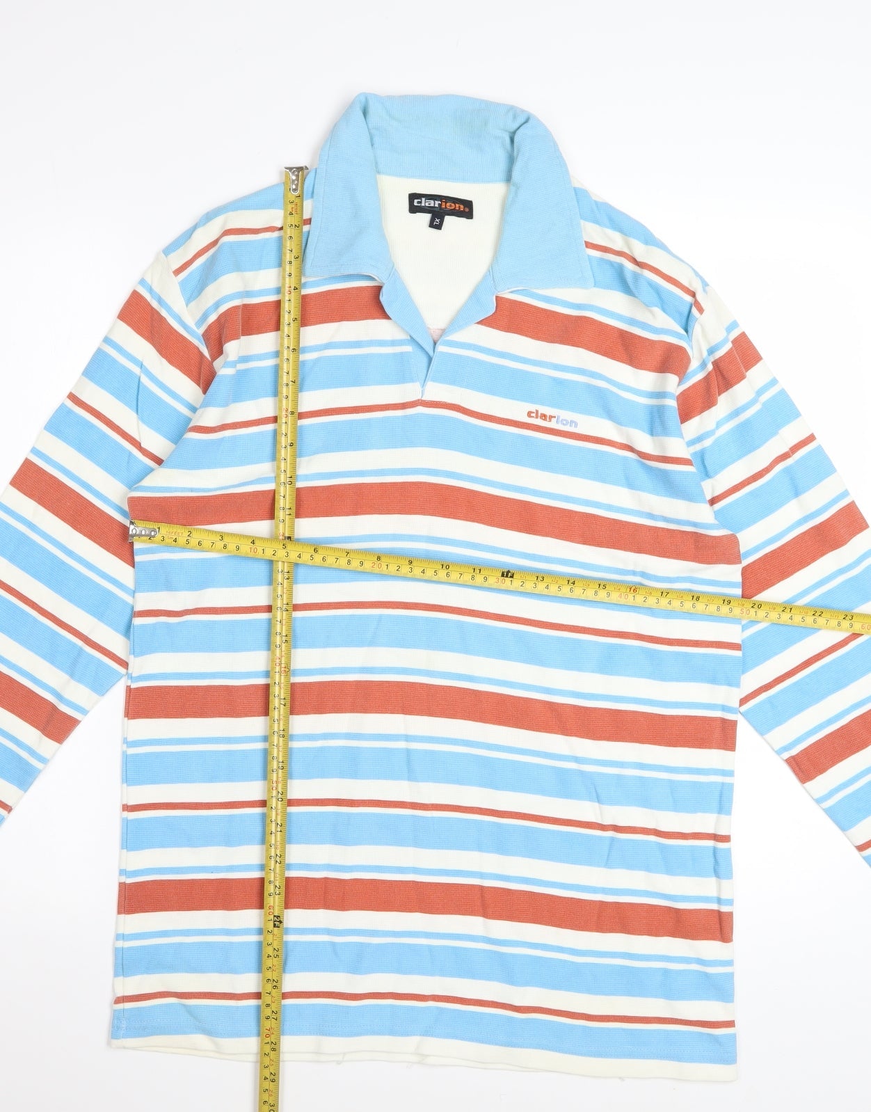Clarion Men's Multicoloured XL Striped Long Sleeve Polo Shirt