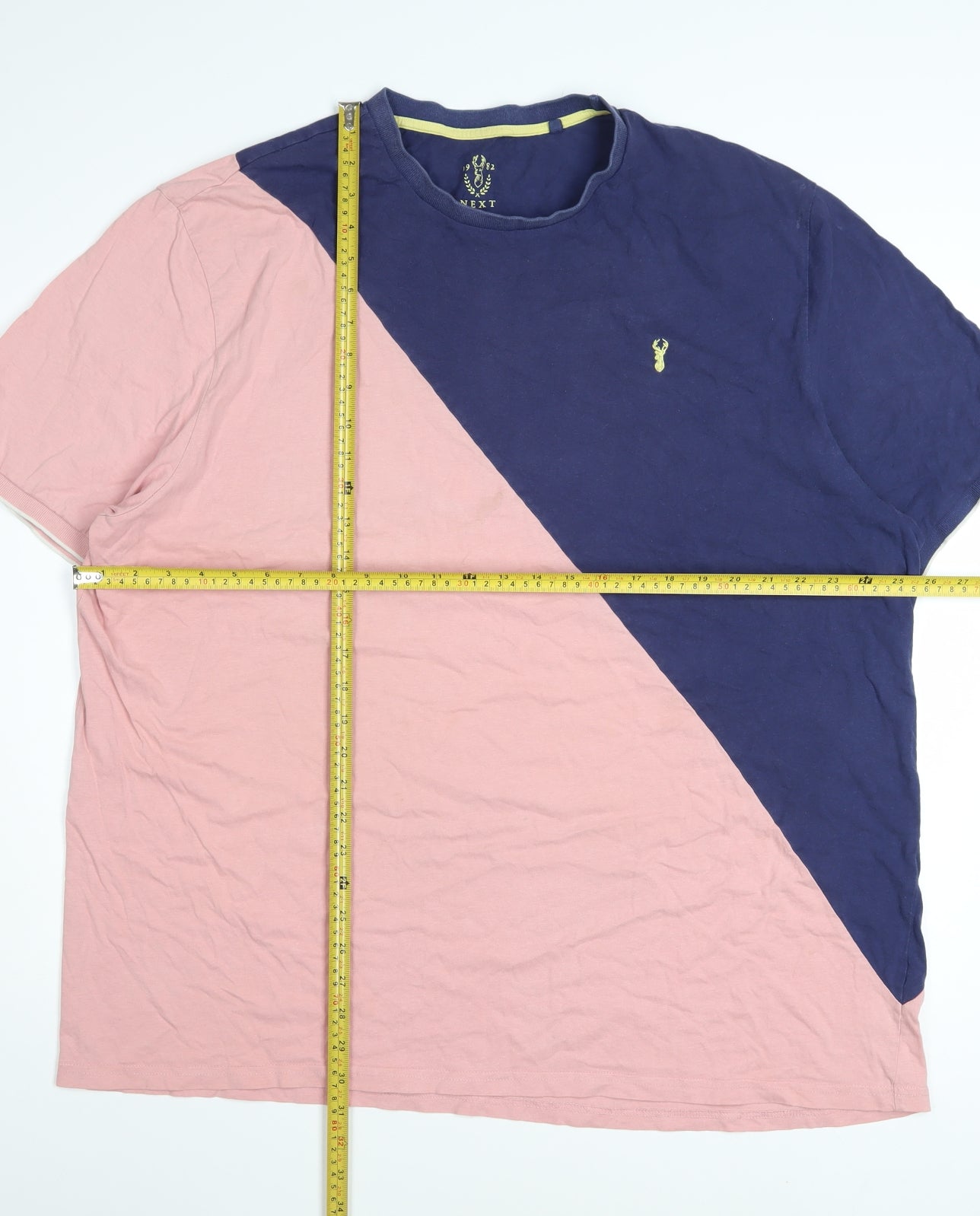 Next Men’s Multicoloured 3XL Colourblock Cotton Crew Neck T-Shirt