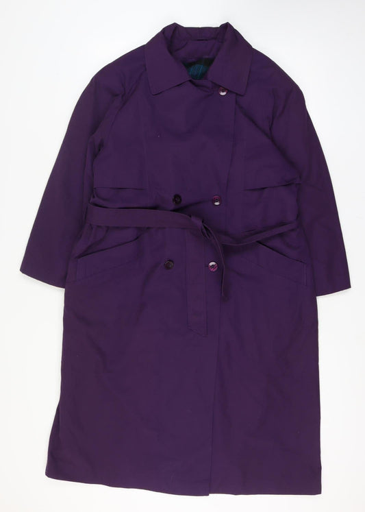 V.I.Petites Women's Purple Belted Trench Coat Size 10 Petite