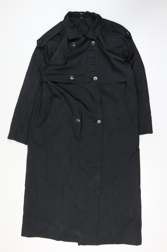 Rue Grenelle Women's Black Long Trench Coat Size 16 Waterproof