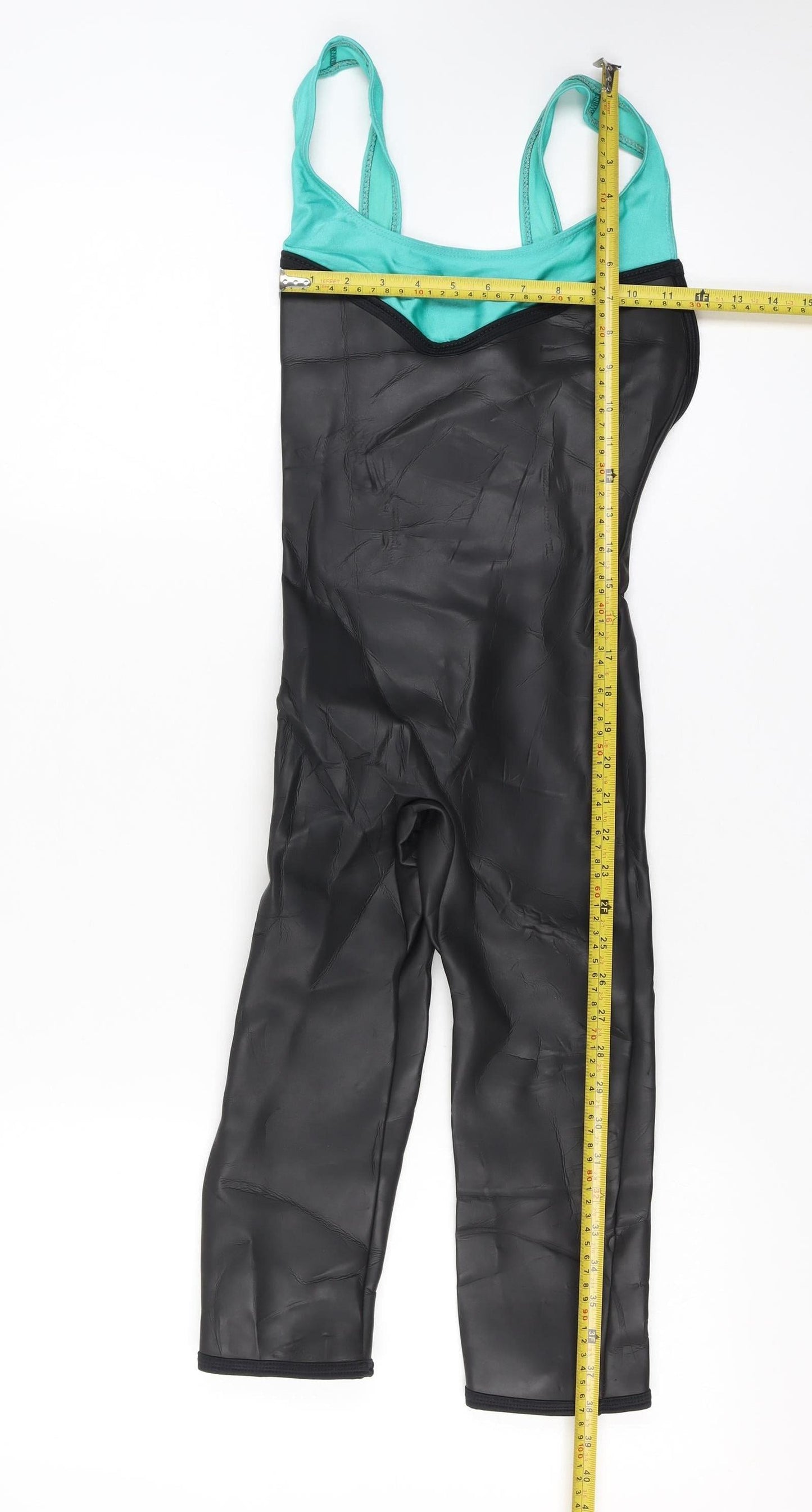BARE Womens Black & Aqua Sleeveless Short Leg Wetsuit S