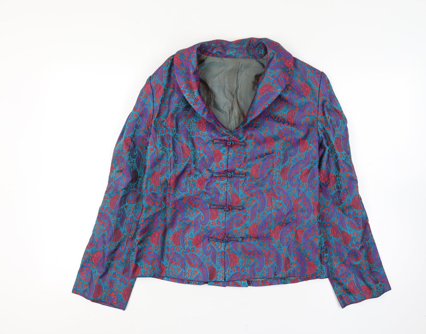 Women's Multicoloured Silk Blend Paisley Blazer Jacket Size 14