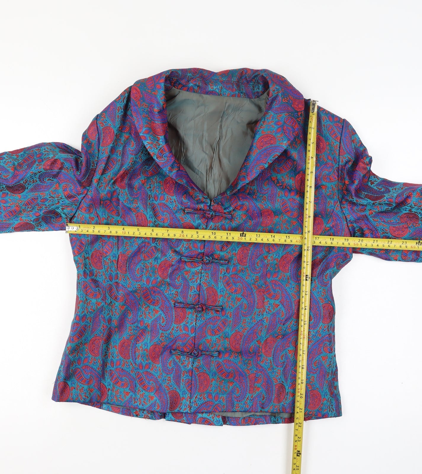Women's Multicoloured Silk Blend Paisley Blazer Jacket Size 14