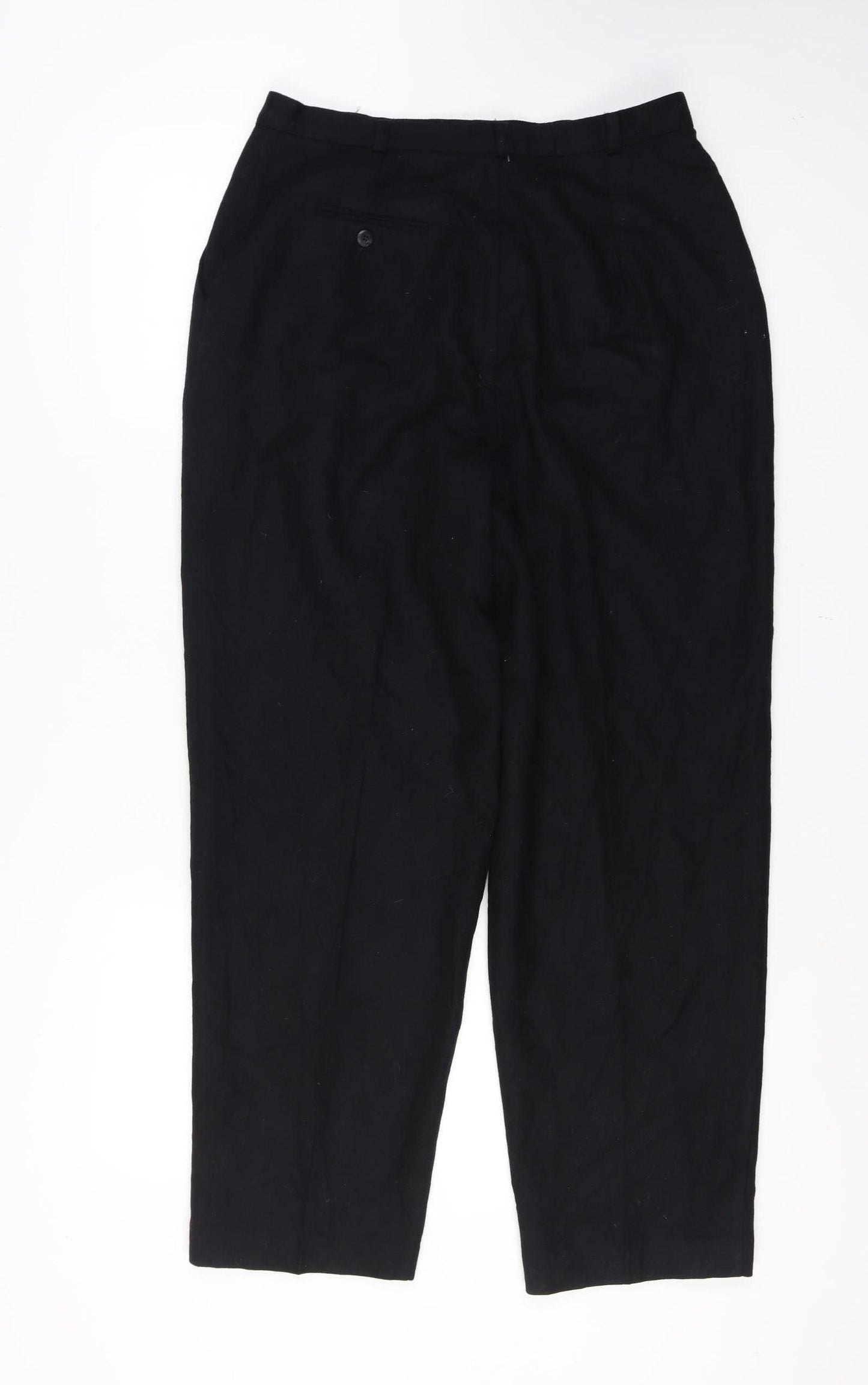 Norton McNaughton Women’s Black Wool Pleated Classic Trousers 32in