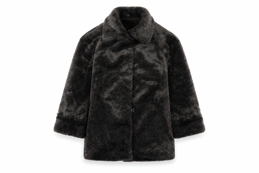 Reversible Apropos Women Brown Faux Fur Reversible Mid-Length Coat Size 6
