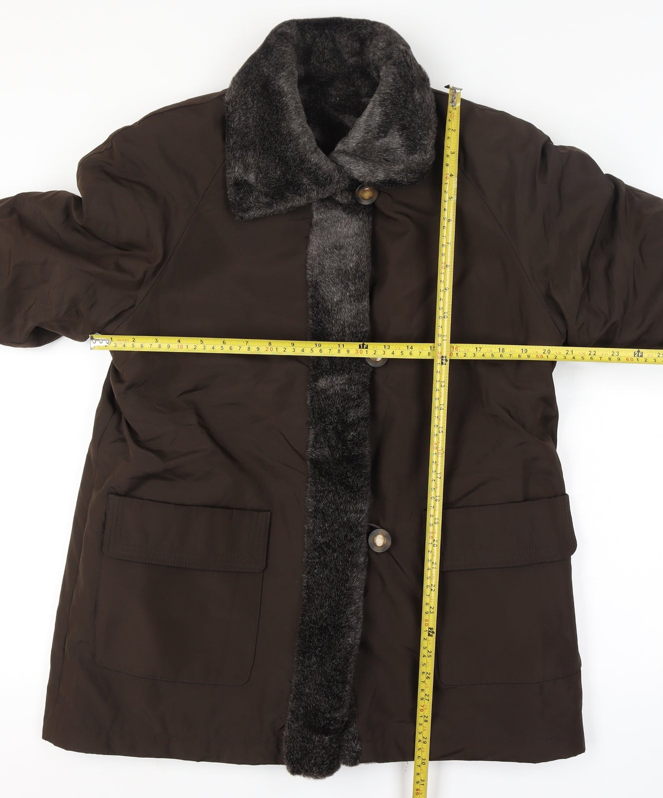 Reversible Apropos Women Brown Faux Fur Reversible Mid-Length Coat Size 6