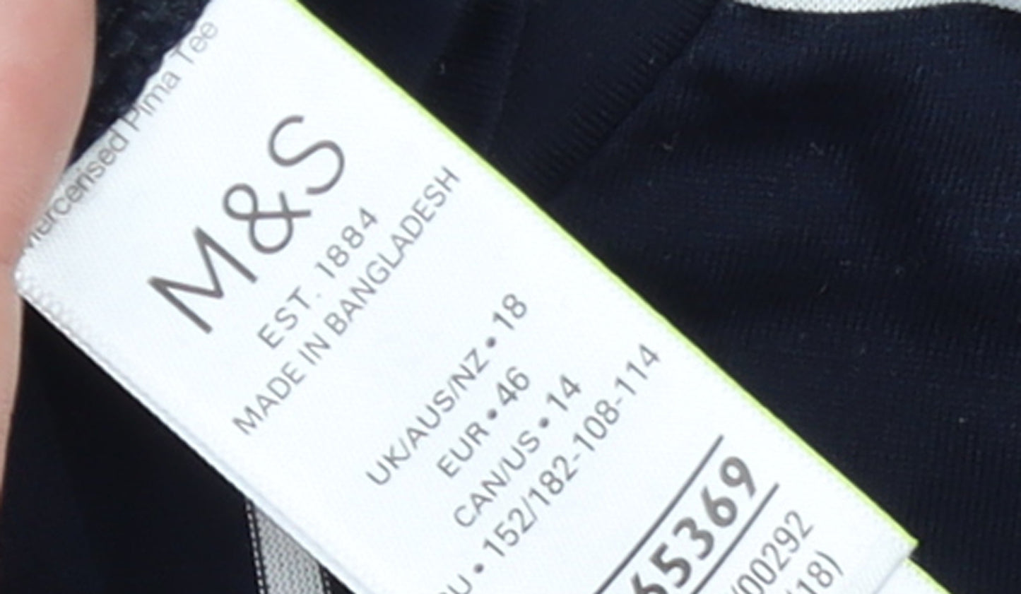 Marks and Spencer Women’s Blue Striped Cotton T-Shirt Size 18