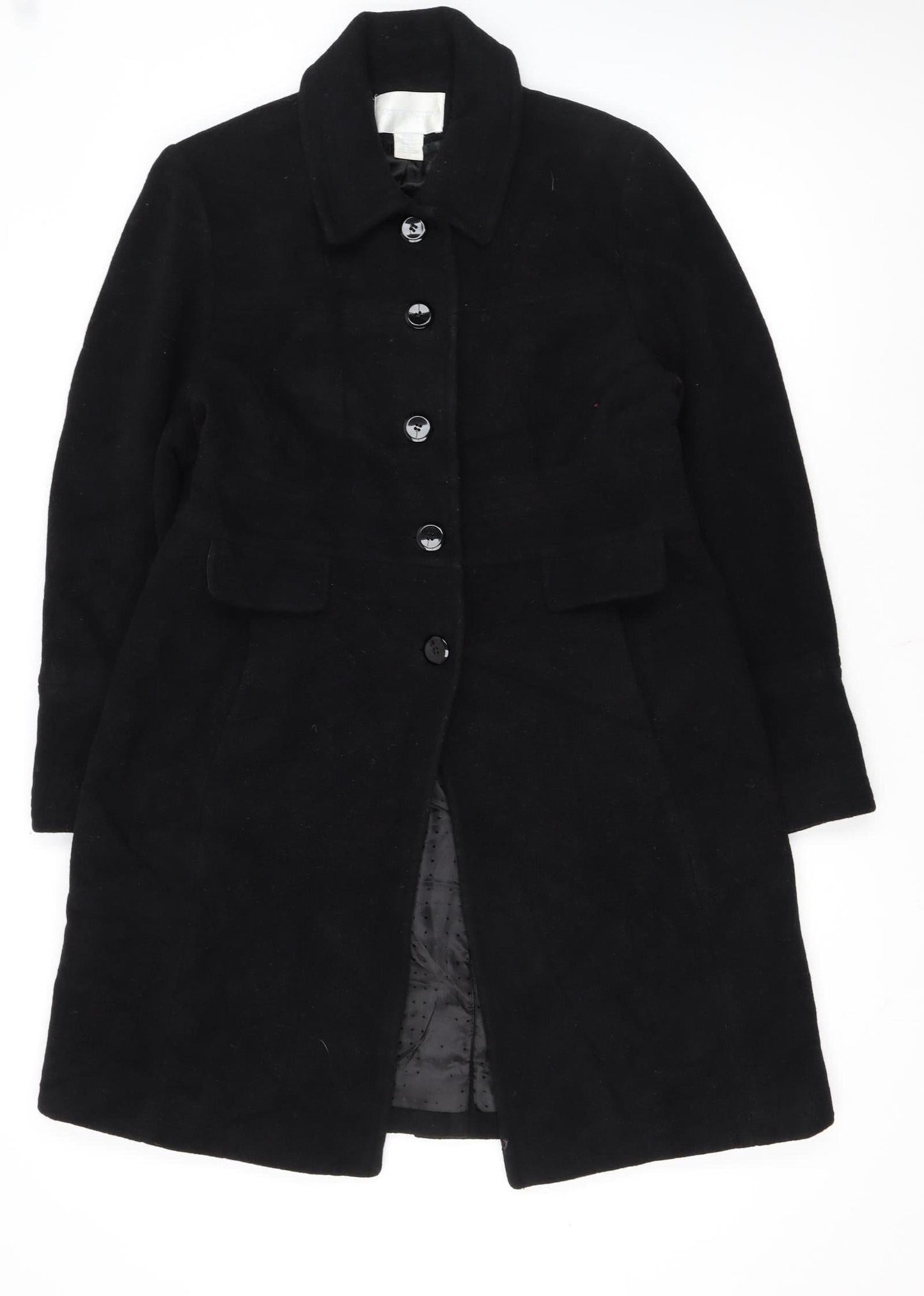 Worthington Women's Black Wool Blend Petite Medium Long Overcoat
