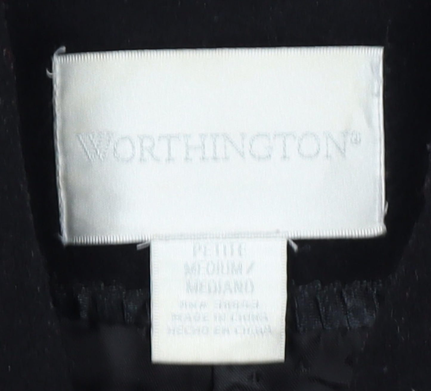 Worthington Women's Black Wool Blend Petite Medium Long Overcoat