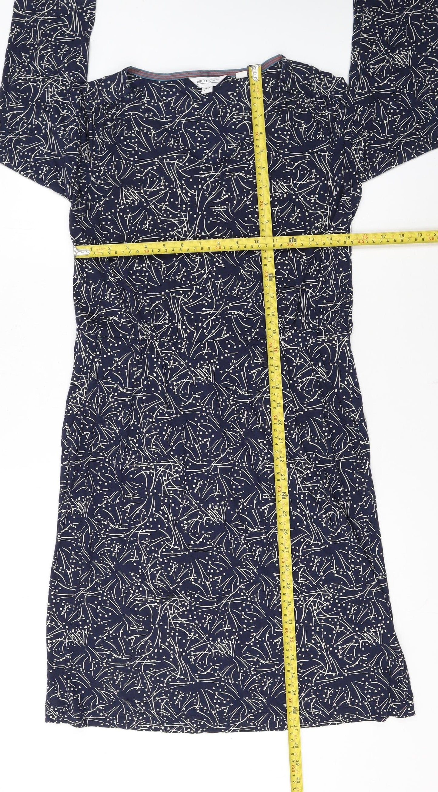 White Stuff Women's Blue Floral Long Sleeve Shift Dress Size 12