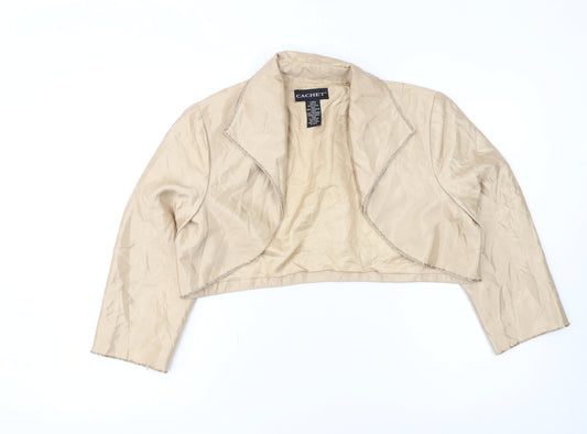 Cachet Womens Beige Cropped Suit Jacket Size 14 Formal Lined