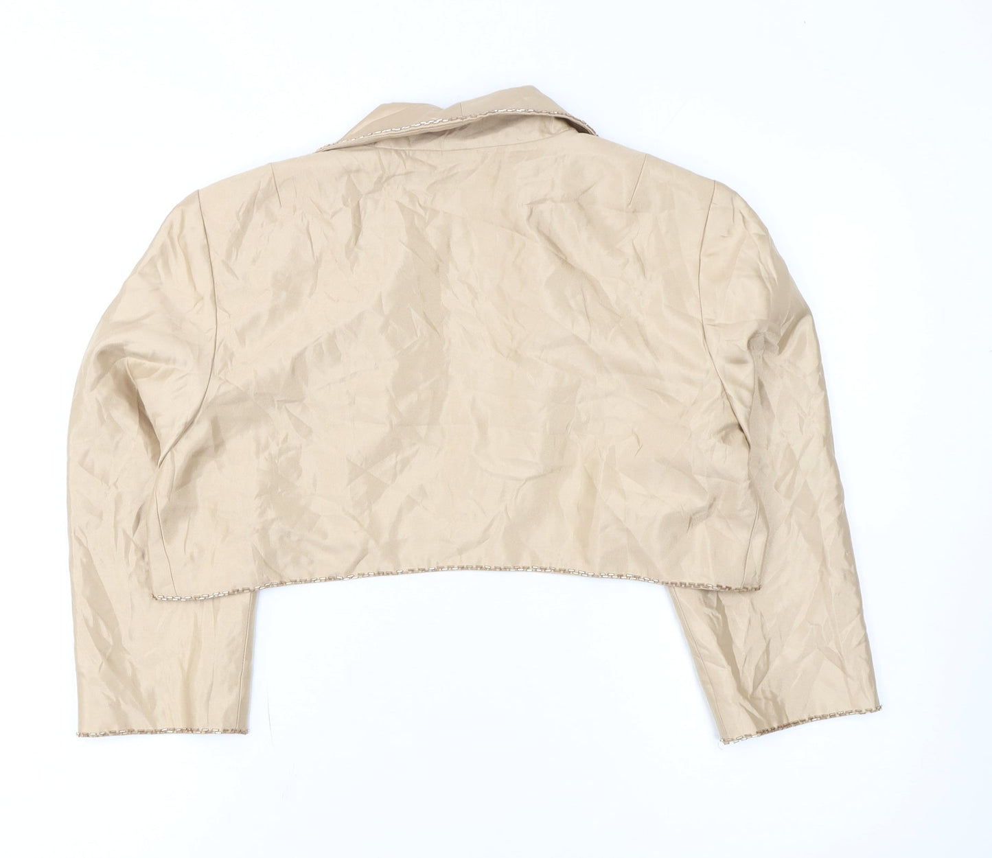 Cachet Womens Beige Cropped Suit Jacket Size 14 Formal Lined