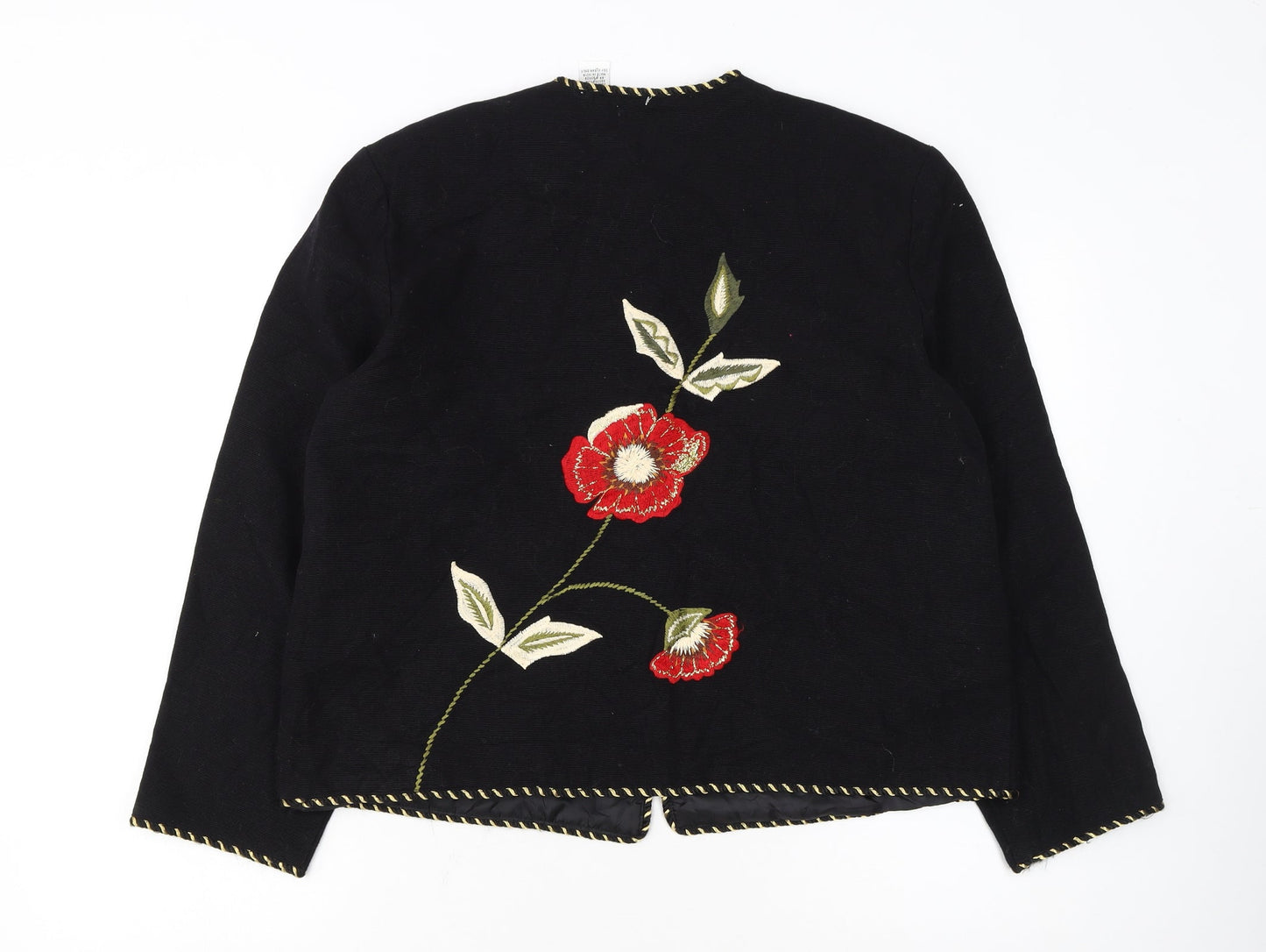 Draper's & Damon's Women's Black Floral Embroidered Cotton Jacket PL