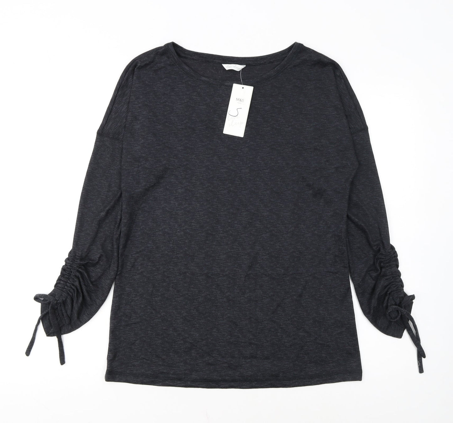 Marks and Spencer Women Grey Long Sleeve Jersey Pyjama Top Size 10