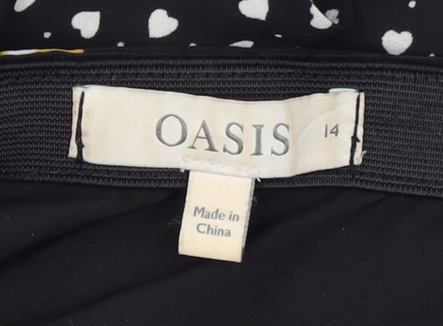 Oasis Womens Black Floral Polka Dot Midi Flare Skirt Size 14