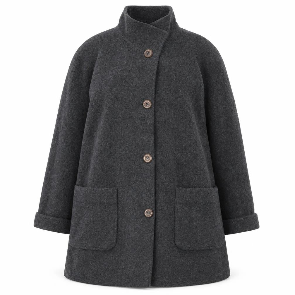 JOBIS Womens Grey Wool Mid-Length Overcoat Size 12