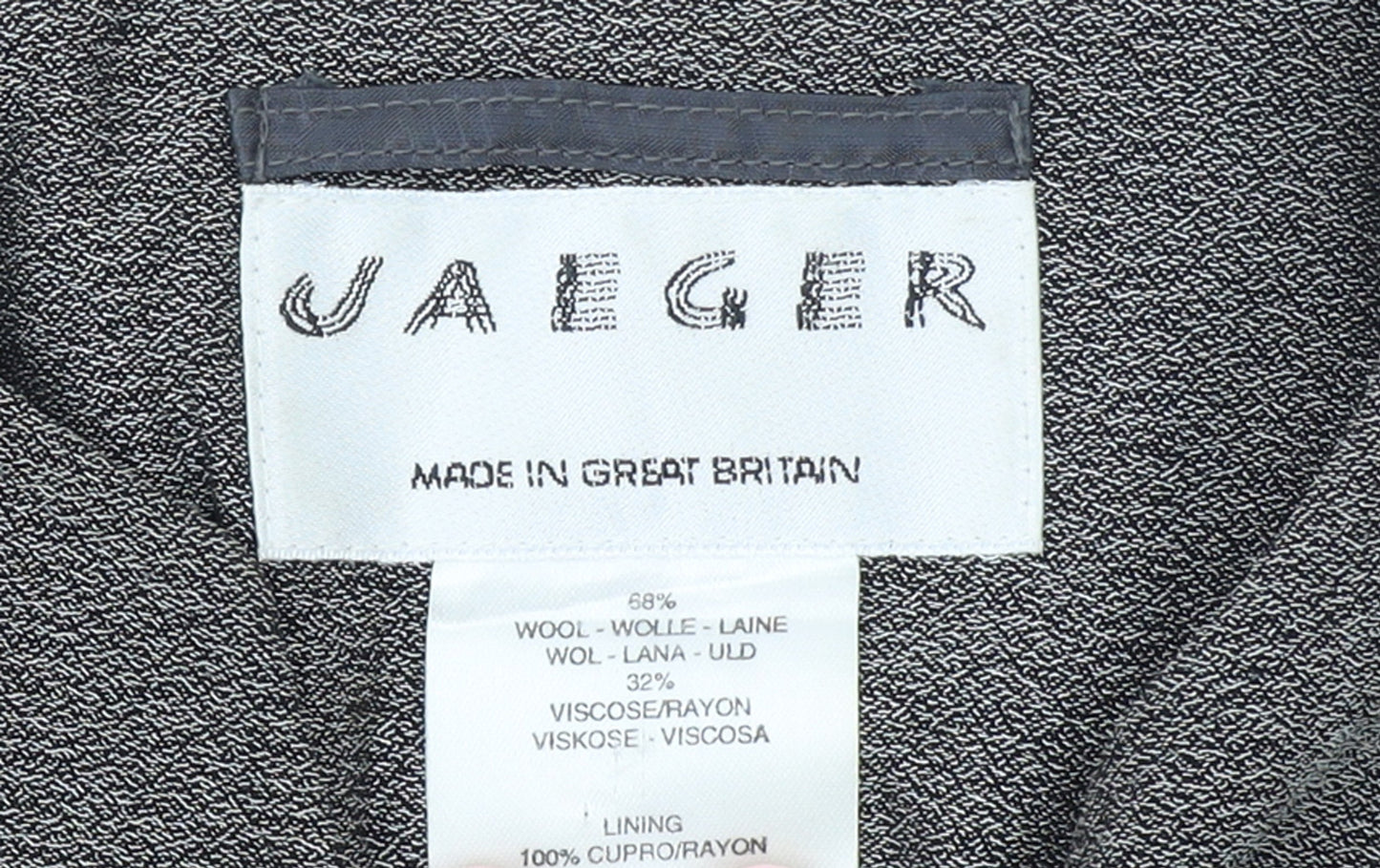 Jaeger Women's Grey Wool Blend Blazer UK 10 Classic Mid-Length