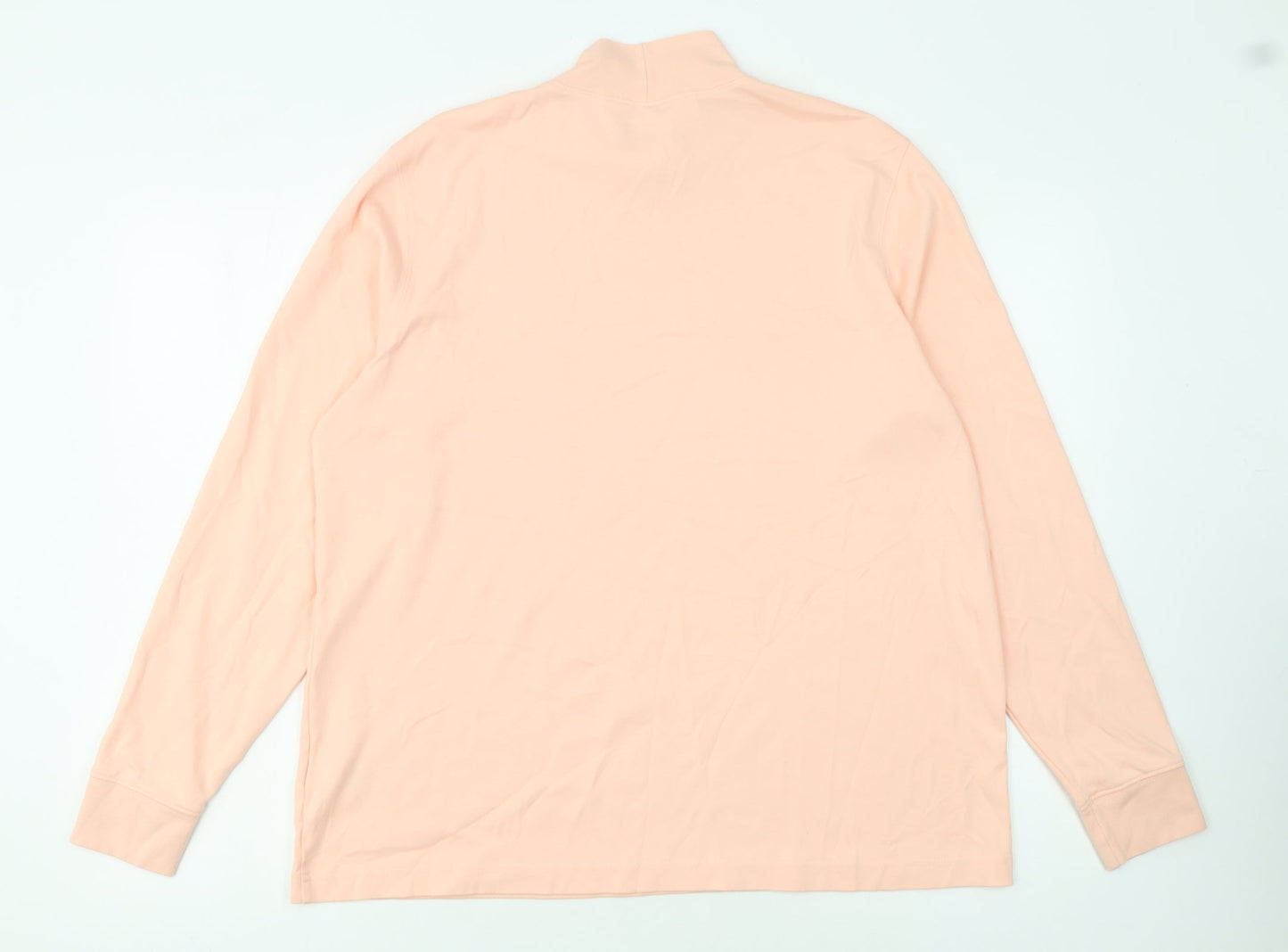 Lands' End Women's Pink Cotton Roll Neck Long Sleeve Top XL
