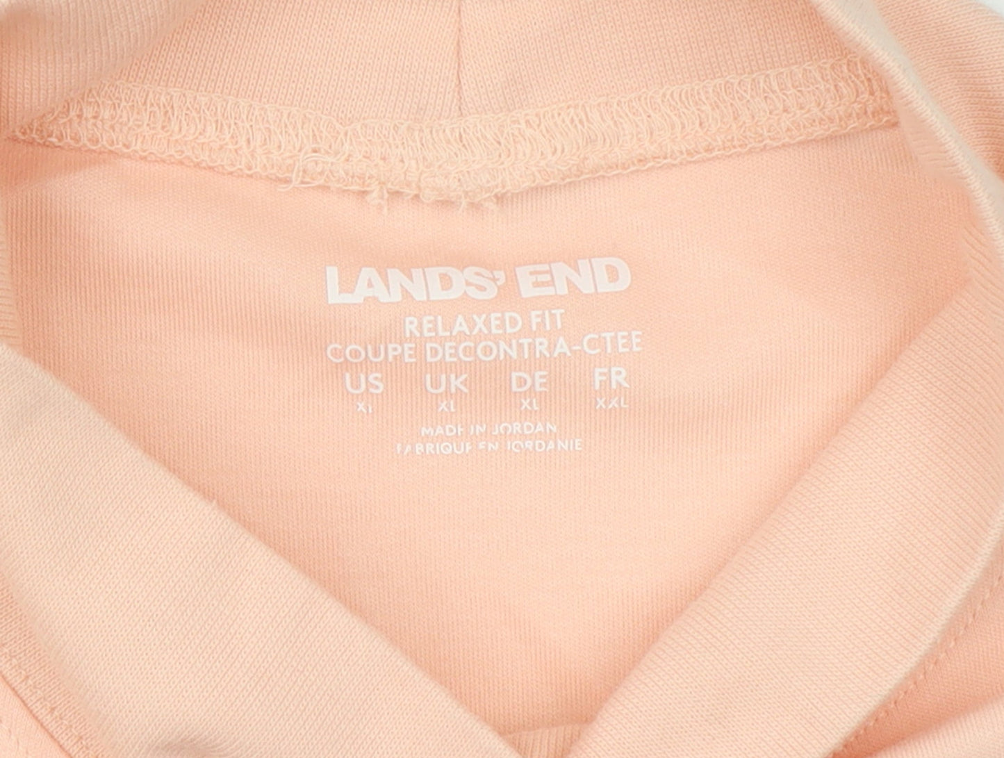 Lands' End Women's Pink Cotton Roll Neck Long Sleeve Top XL