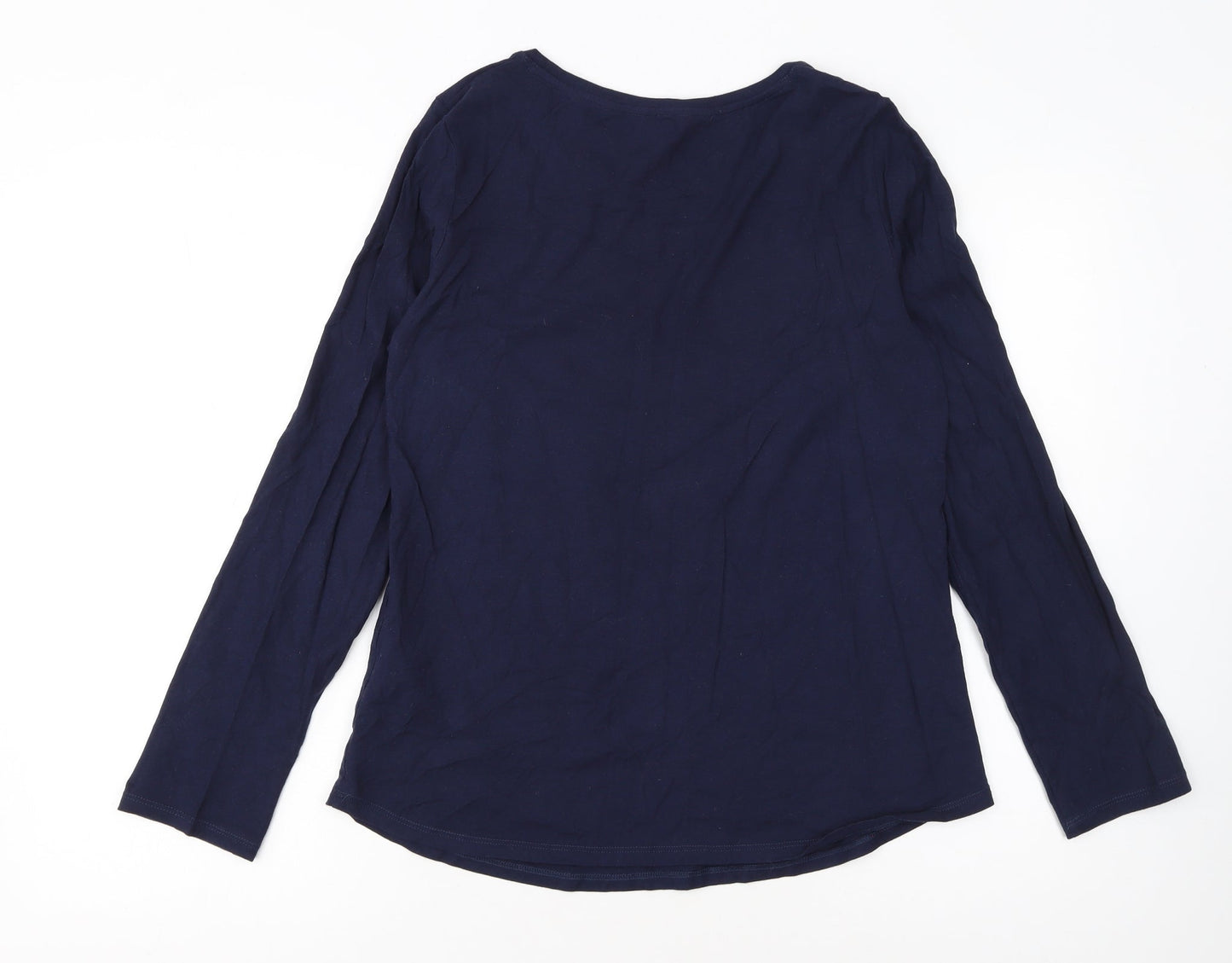 Reitmans Women’s Blue Long Sleeve Cotton Winter Print T-Shirt Size S
