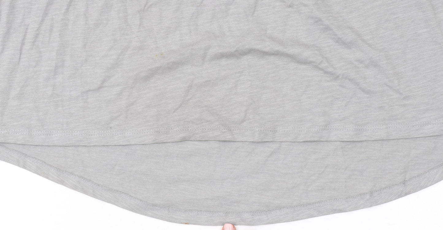 Long Tall Sally Women Grey 3/4 Sleeve Cotton Tunic Blouse Size 20