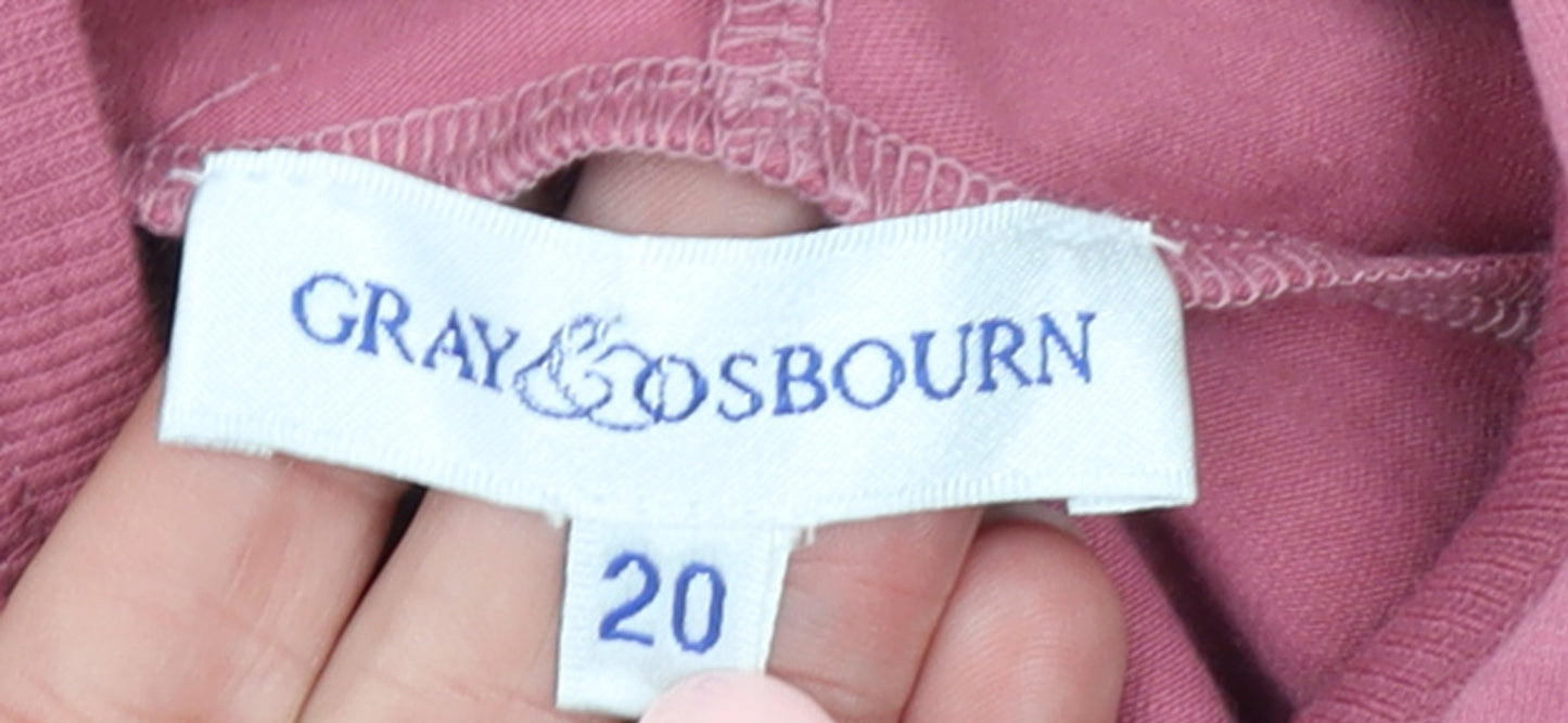 Gray & Osbourn Women Pink Full Zip Hoodie Size 20 Cotton Blend
