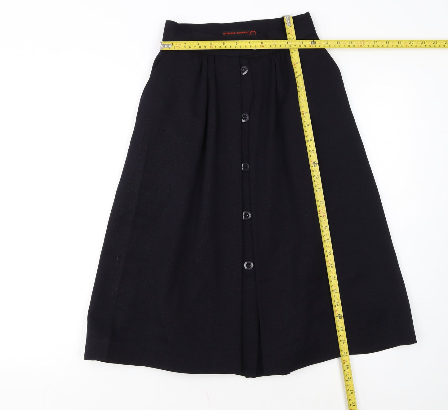 Stirling Cooper Women’s Black Wool A-Line Midi Skirt Size S Vintage