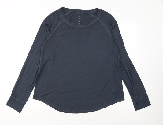 Boody Womens Blue Long Sleeve Basic Bamboo Jersey Top Size L