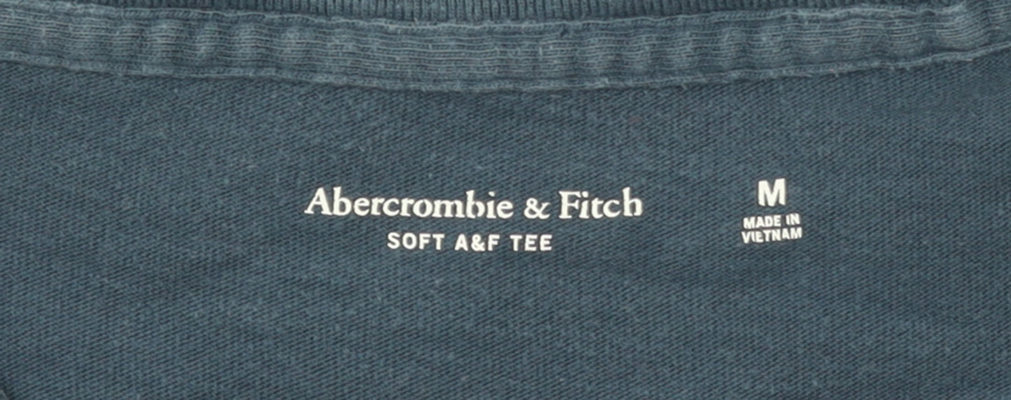 Abercrombie & Fitch Men's Blue Long Sleeve Soft A&F Crew Neck T-Shirt Size M