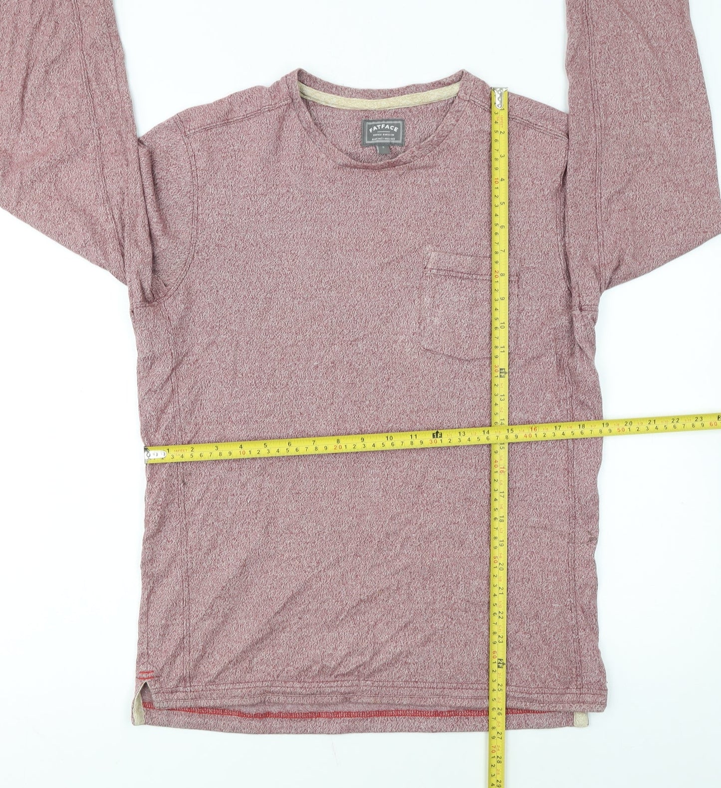 FatFace Men’s Red Long Sleeve Crew Neck Cotton T-Shirt Size S