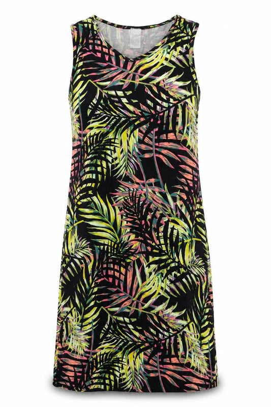 Good Womens Multicoloured Size 10 Tropical V-Neck Sleeveless Tank Dress
