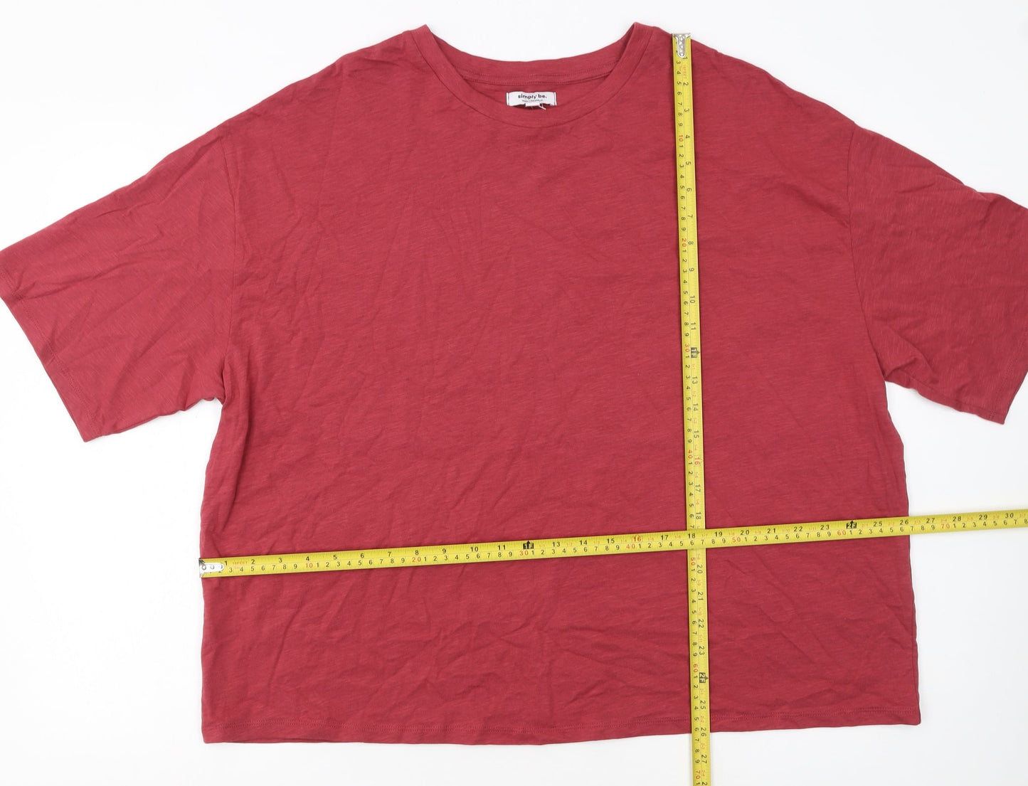 Simply Be Women’s Red Cotton Jersey Relaxed Fit T-Shirt Size 18
