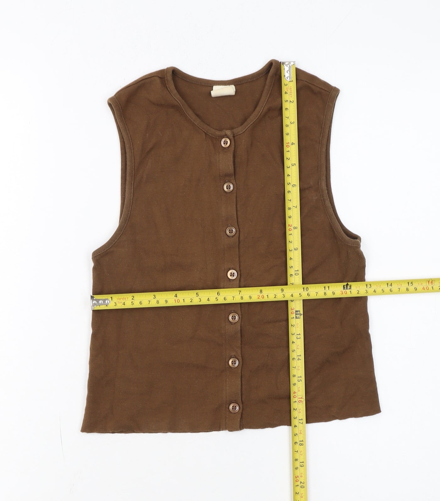 Toms Women's Brown Sleeveless Button-Up Jersey Top Size M