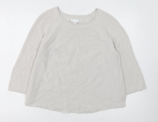 The White Company Women’s Ivory Cotton Crew Neck Jumper Size 8