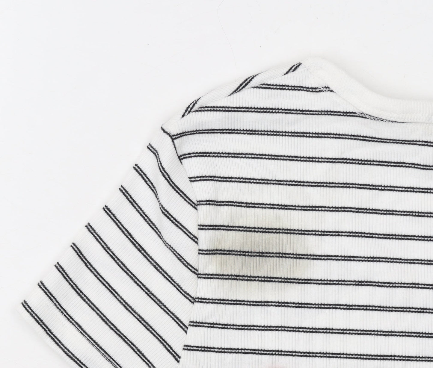 Marks and Spencer Women’s White Striped Cotton T-Shirt Size 10