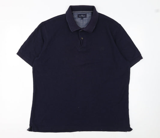 Marks and Spencer Men's Blue Cotton Polo Shirt Size L Regular Fit