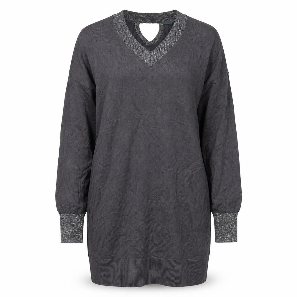 Ruth Langsford Women’s Grey Knit Jumper Dress M V-Neck Long Sleeve