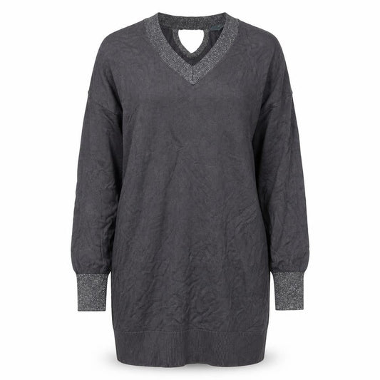 Ruth Langsford Women’s Grey Knit Jumper Dress M V-Neck Long Sleeve