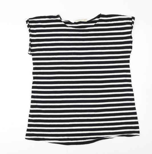 JoJo Maman Bébé Women’s Black Striped Cotton T-Shirt M