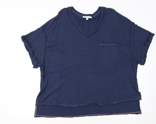 Next Women Blue V-Neck Short Sleeve Cotton Blend T-Shirt Size 22
