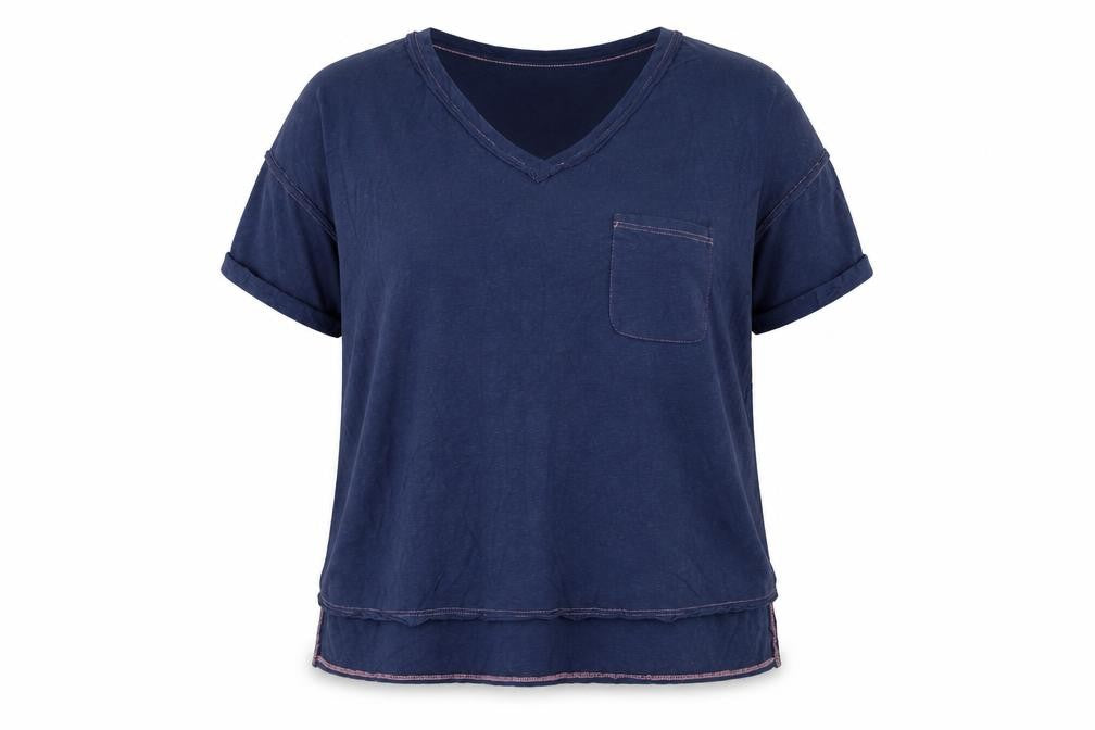 Next Women Blue V-Neck Short Sleeve Cotton Blend T-Shirt Size 22