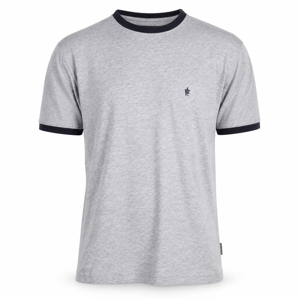 Front view of French Connection Men's Grey XL Crew Neck Cotton T-Shirt