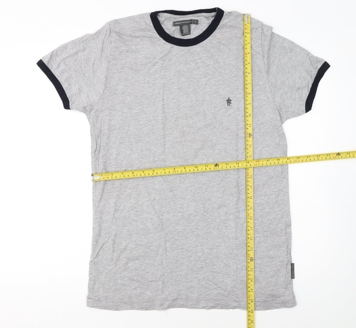 French Connection Men's Grey XL Crew Neck Cotton T-Shirt