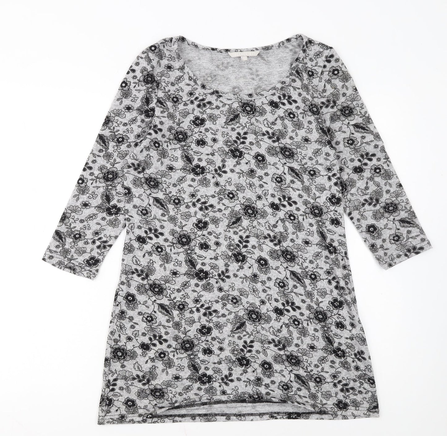Pebble Bay Women Grey Floral Knit Shift Dress Size 12