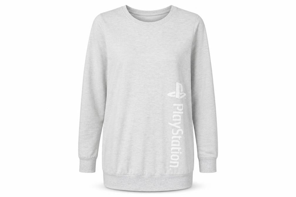 PlayStation Womens Grey Long Sleeve Logo Cotton T-Shirt Size 8