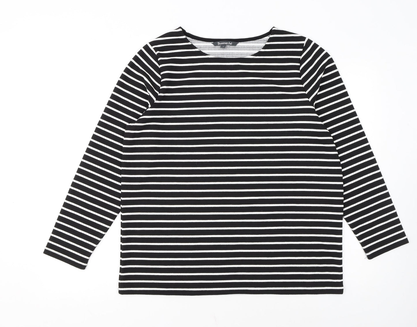 Bonmarché Women Black Striped Long Sleeve Pullover Jumper Size 14