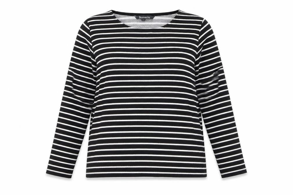 Bonmarché Women Black Striped Long Sleeve Pullover Jumper Size 14