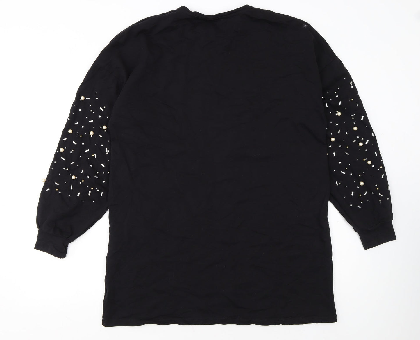 OOTD Women's Black Beaded Pullover Sweatshirt UK 14