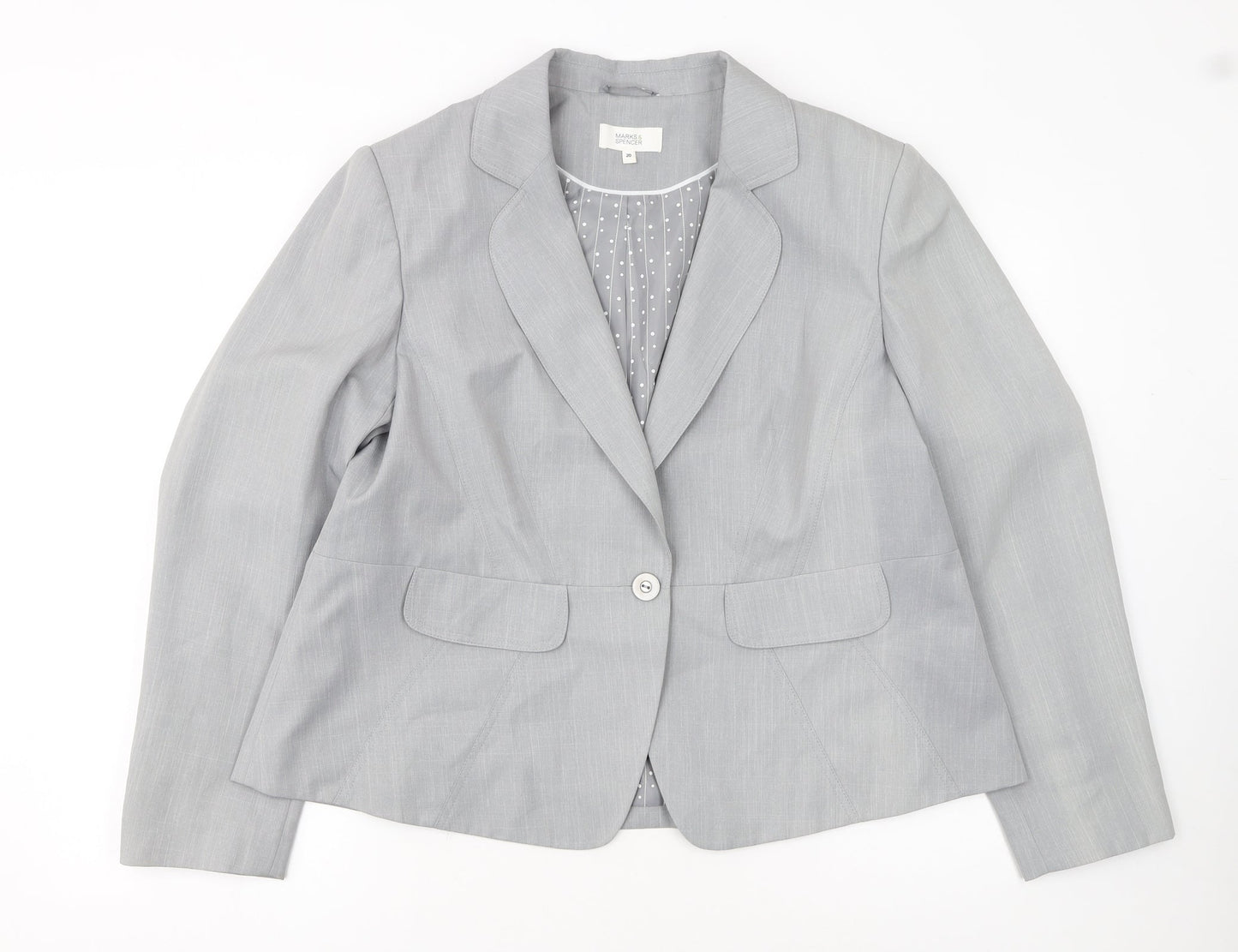 Marks and Spencer Women’s Grey Size 20 Single-Breasted Blazer