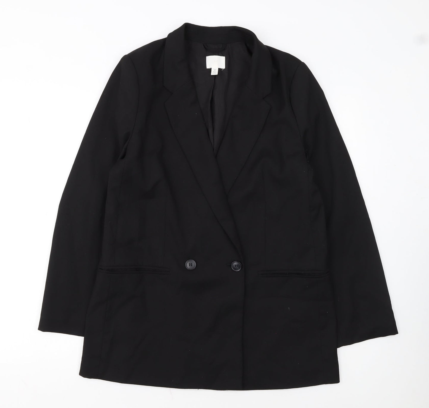 H&M Women Black Double-Breasted Blazer Size Small Classic Fit